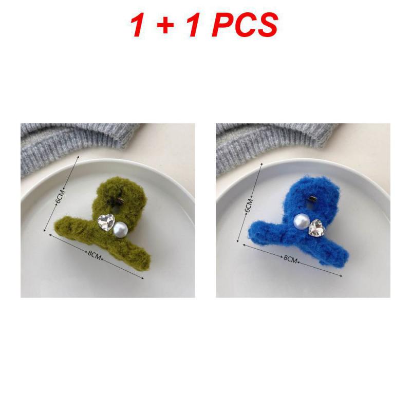 1/2/3Pcs Plush Heart Hair Clips For Women Autumn Winter Fur Hair Crab Clip Elegant Shark Hair Claws Headwear Hair Accessories