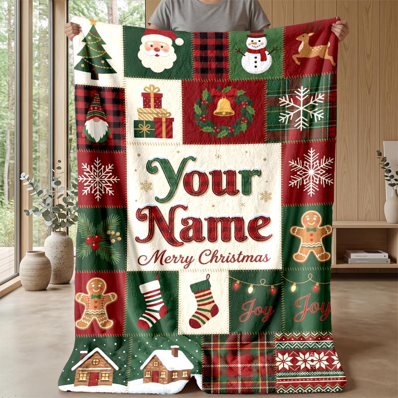 Manta de Franela con Nombre Personalizado Impreso Calidez Confort Manta para Cama Decoración del Hogar Regalo Festivo