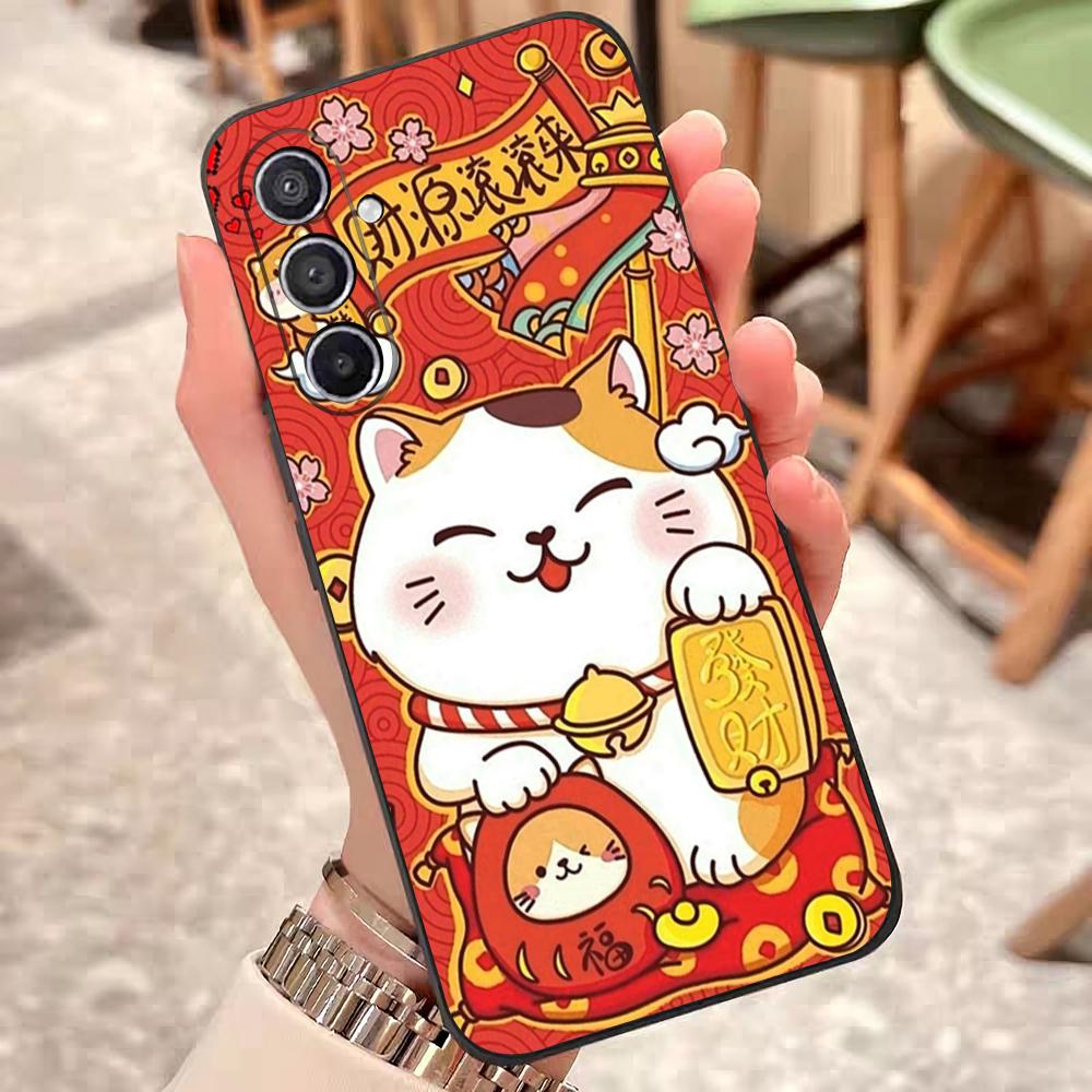 Lucky Money Cat Phone Case For Samsung S25 Edge 24 23 22 21 20 Ultra Plus Fe Galaxy A54 53 34 25 16 Silicon Cover