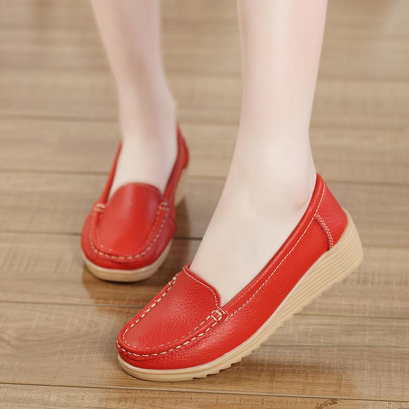 Soft-soled shoes Doudou shoes spring and autumn new mid-heel wedge heel platform hospital nurse shoes