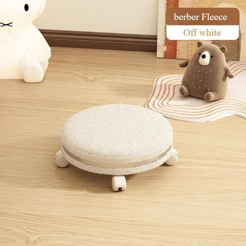 Solid Wood Low Stool Household Can Rotate Freely Chair Silent Sliding Stool Comfortable High Load-bearing Capacity Low Stools