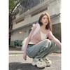Pure Desire Sweet Spicy Fake Two-piece Long-sleeved Bottoming Women's Spring and Autumn New Color-blocked Slim-fitting Inner Top