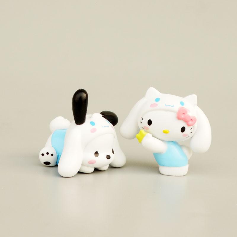 Adorable Sanrio Characters Cute Cartoon Kuromi My Melody Cinnamoroll Figure Toys Set