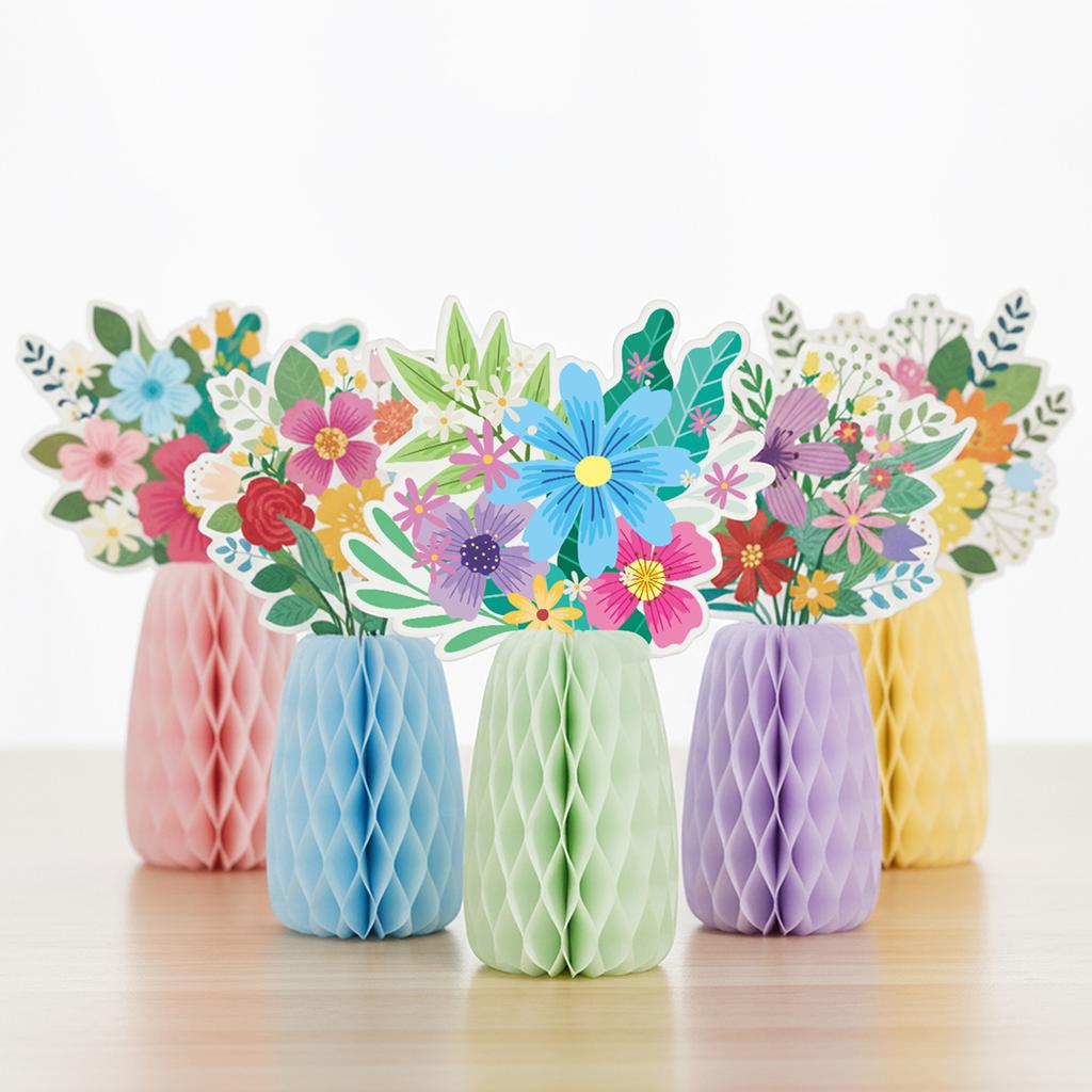 Colored Paper Vase Honeycomb Holiday Decoration for Easter Tabletop Centerpieces Wedding Receptions Festival Decoration