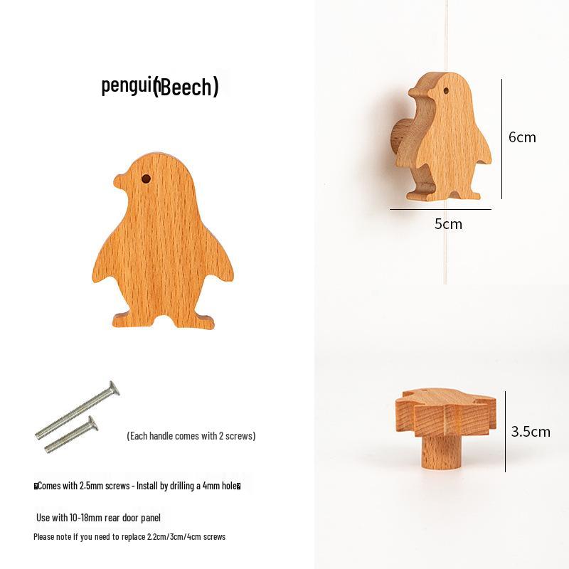 Dinosaur Handle for Children's Room - Cute Wooden Animal Cartoon Drawer & Cabinet Pull