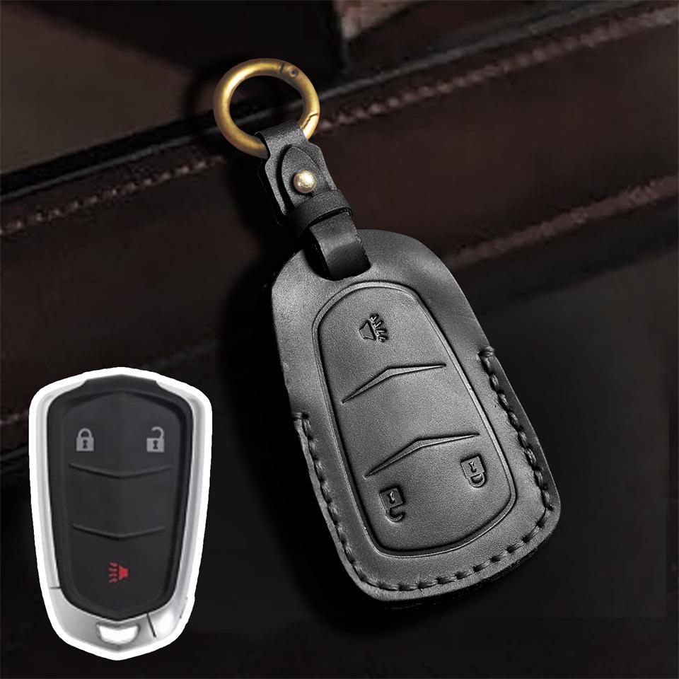 Cadillac Leather Key Cover for CT4/CT5/CT6/XT4/XT5/XT6 - Premium Protection.