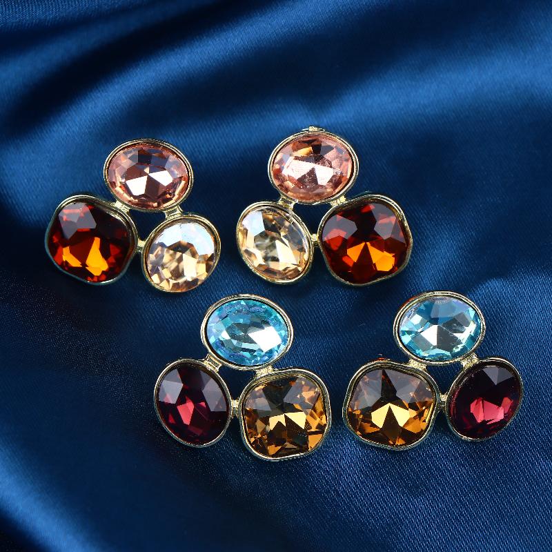 Square Oval  Geometric Stud Earrings For Women Medieval Vintage Light Luxury Simple Jewelry