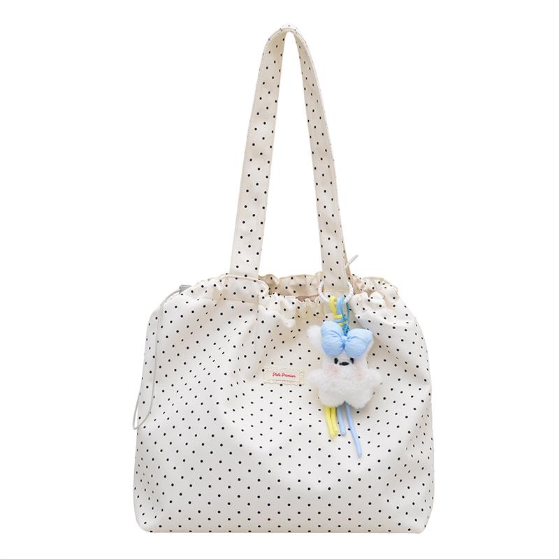 

Fashi Polka Dots Design Nyl Temperament Shoulder Bags Large Capacity Women s Handbag 2026 High Quality Sweet Bags for Women білий