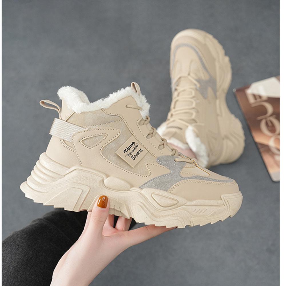 High Top Shoes for Women In Autumn and Winter, Cotton Shoes for Sports and Leisure, with Plush Snow Shoes for Women