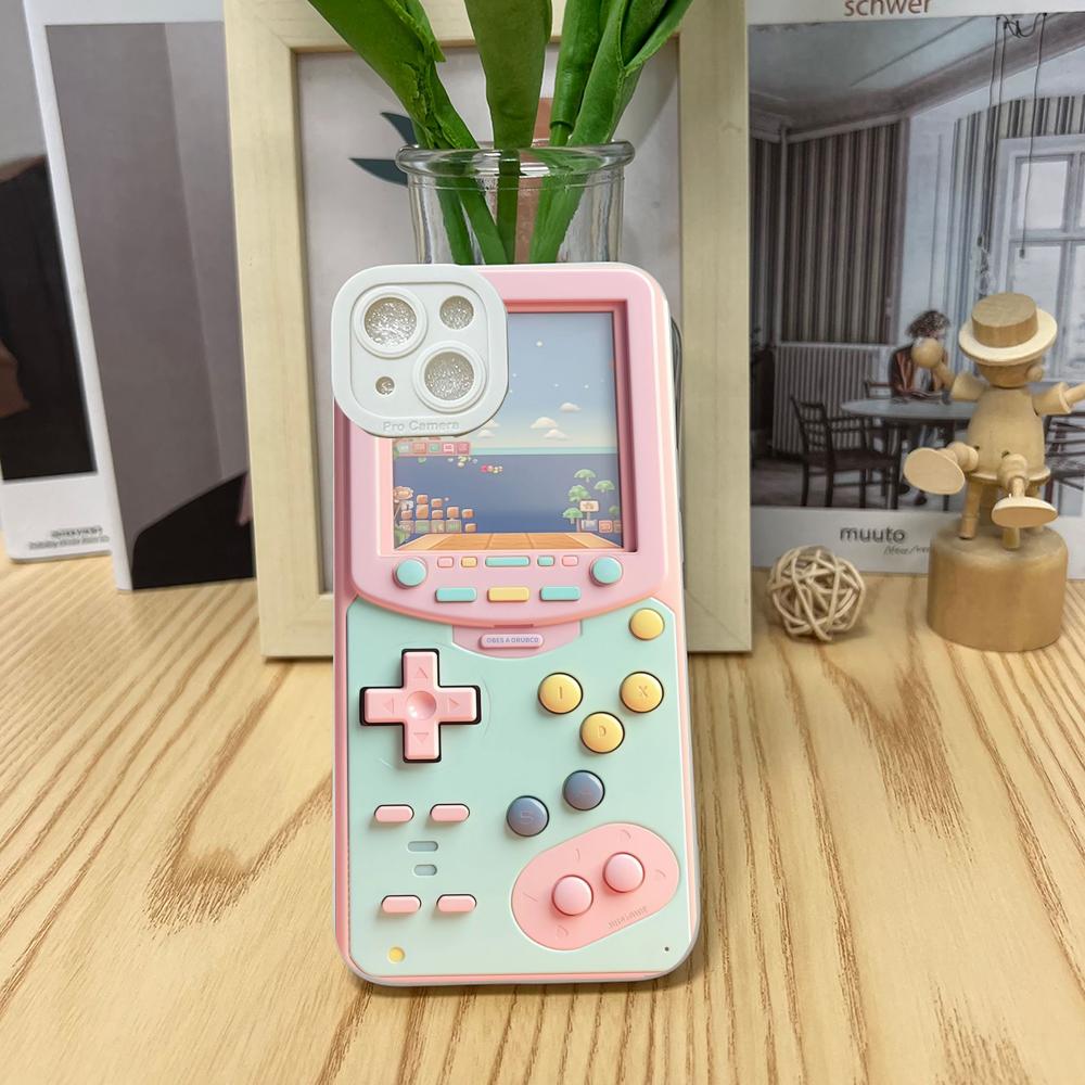 Pink Game Console Pattern TPU Phone Case Suitable for iPhone17 16 15 14 13 12 11Pro/Max/Plus Anti Drop and Shockproof Back Cover