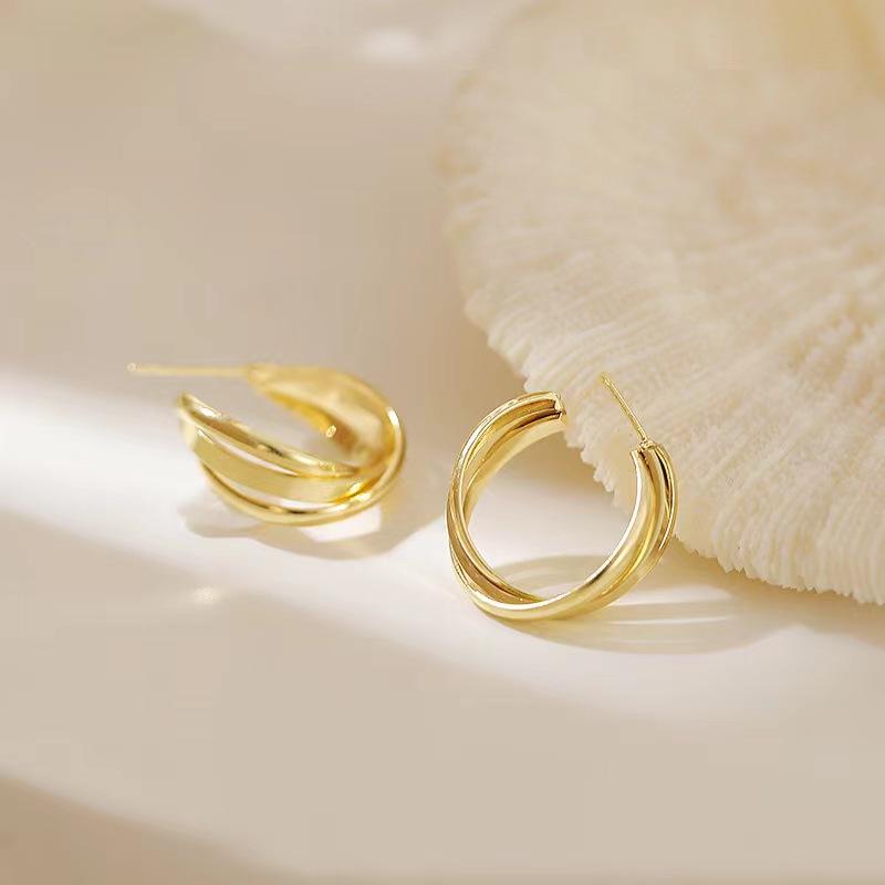 

Стильные ретро-кольца в форме буквы С, летние серьги высокого класса, стильные и простые базовые женские серьги