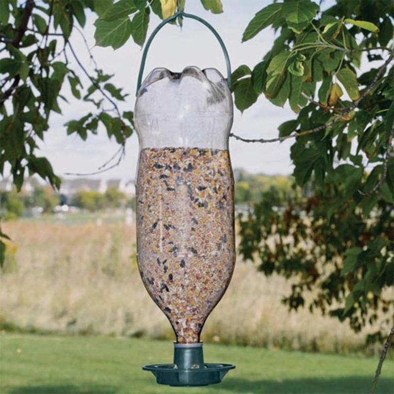 2/1Pcs Outdoor Bird Feeder Automatic Hanging Plastic Feed Bowl For Parrot Pigeon Pet Indoor Bottle Mouth Docking Feeding Suppli