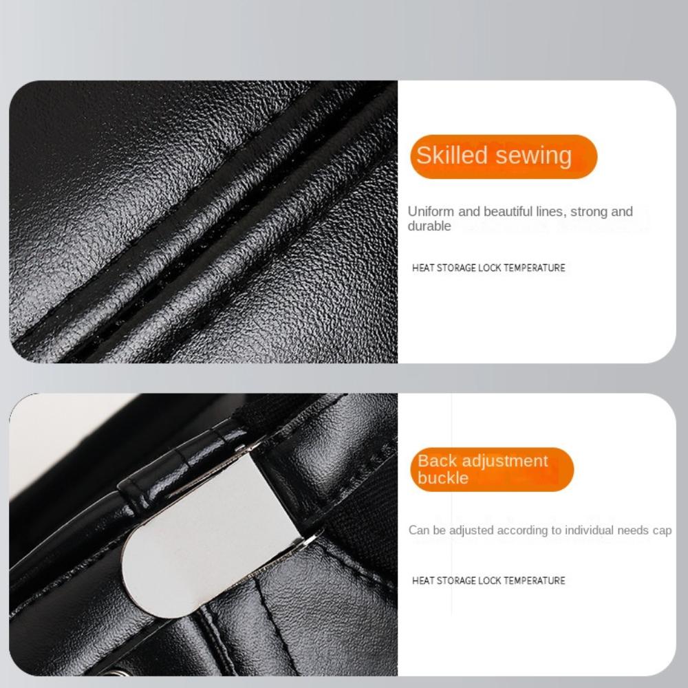 PU Leather Middle-aged Elderly Duck Tongue Hat Short Brim Flat Visor Cap Newsboy Flat Cap  Autumn