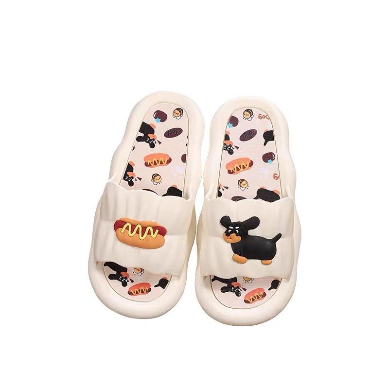 New Cartoon Hot Dog Slippers for Women In Summer, Thick-bottomed Home Non-slip One-word Cool Slippers