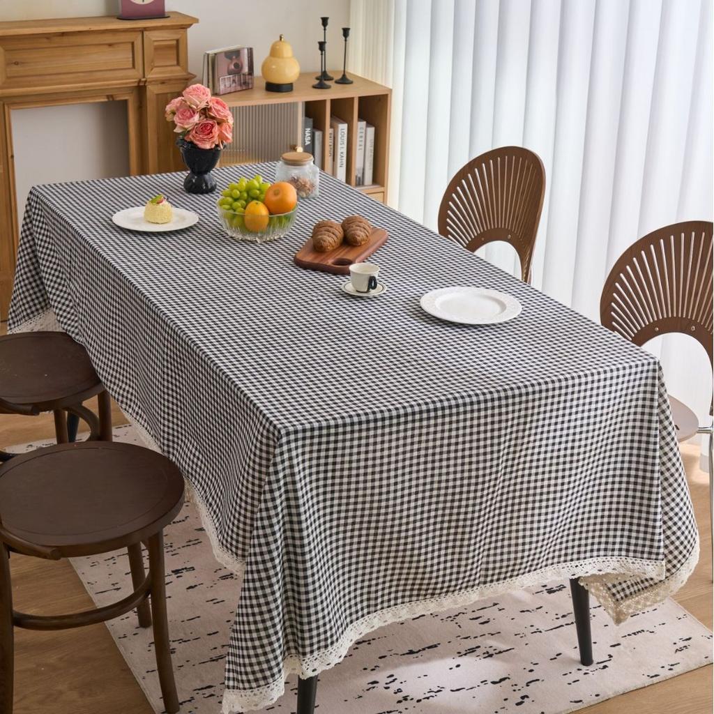 Plaid Print Small Fresh Pastoral Tablecloth Tablecloth Household Cover Towel Lace