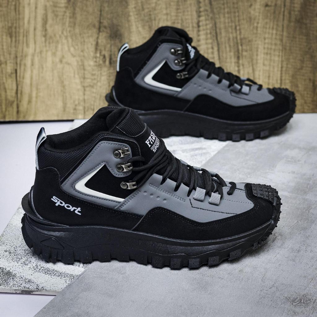 Neue Herren Freizeitschuhe Outdoor High-Top Wanderschuhe für Herren Wasserdichte verschleißfeste Arbeitsschuhe Trendy All-Match Anti-Rutsch