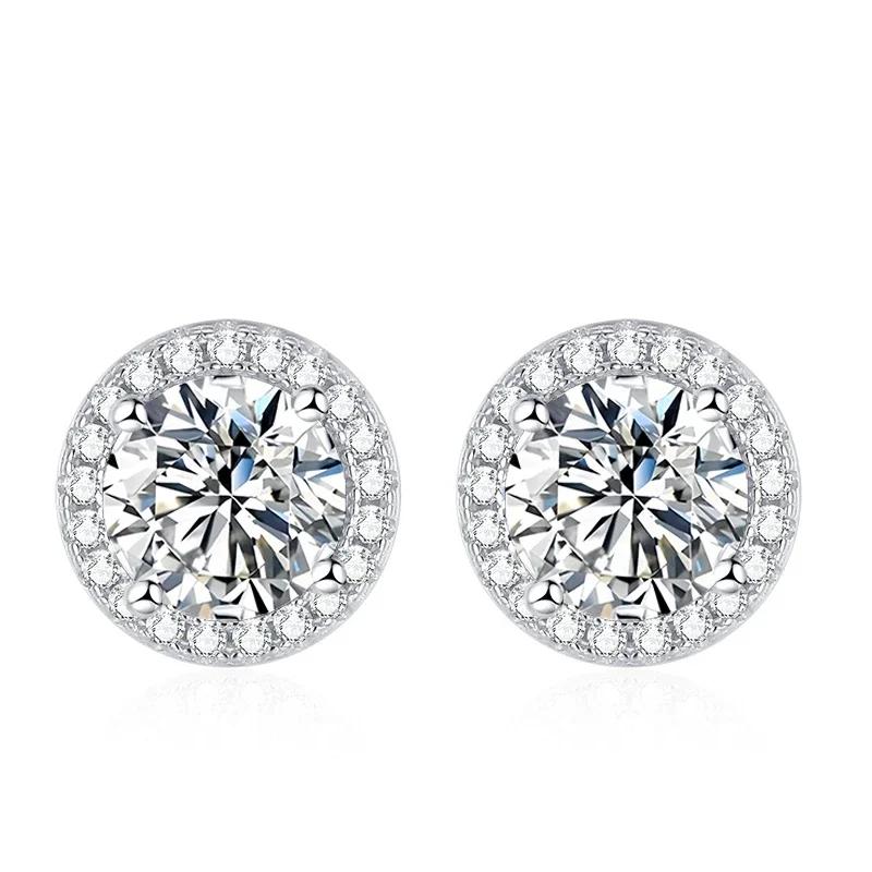 

NeeTim Moissanite Stud Earrings for Women 925 Silver Green Blue Pink Red Black Blue Sparkling Moissanite Studs Earring 0.5ct and 0.5ct