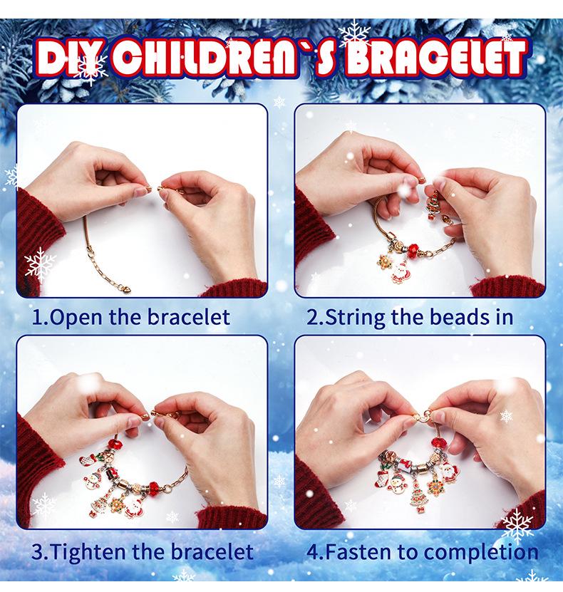 DIY Christmas Snowflake & Santa Puzzle Beaded Bracelet Set for Children & Women