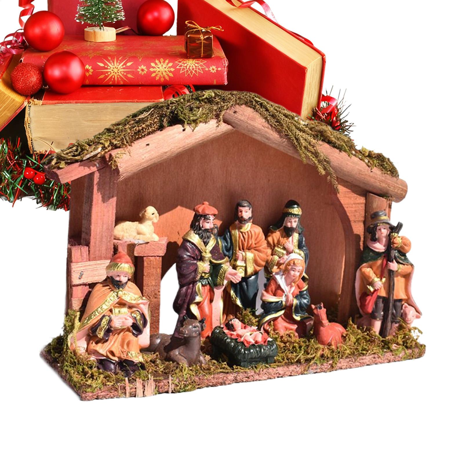 

Wooden Christmas Nativity Set Religious Holy Family Figurines Centerpiece Ornaments Wooden Nativity Scene Manger Decorations China Mainland