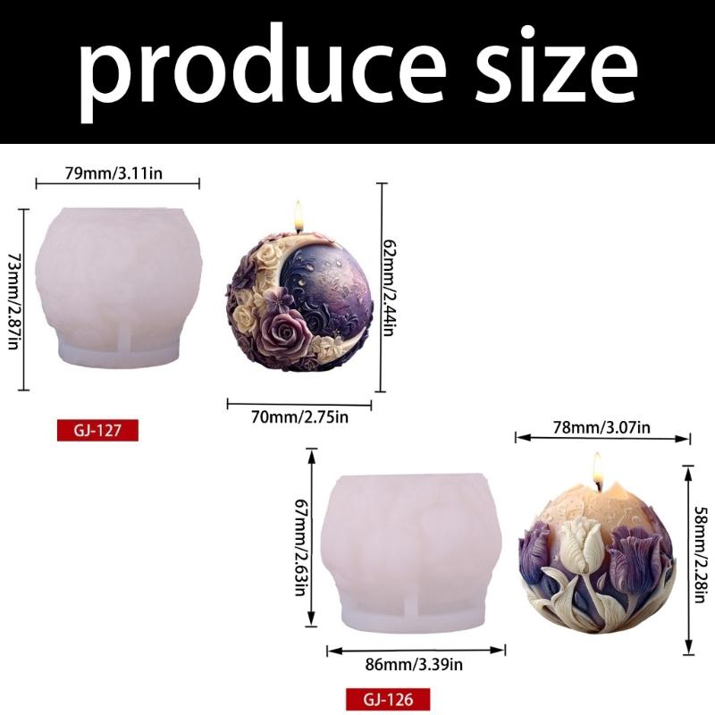 Candle Mold,Round Silicone Mold for Candle Making Floral Moon Candle Mold for Handmade Soap,Aromatherapys Candle