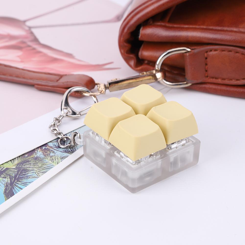 Klawiatura 4 Przyciski Fidget Brelok Zabawki Dekompresyjne ze Światłem LED Brelok Fidget Świecąca Mechaniczna Klawiatura Fidget Brelok