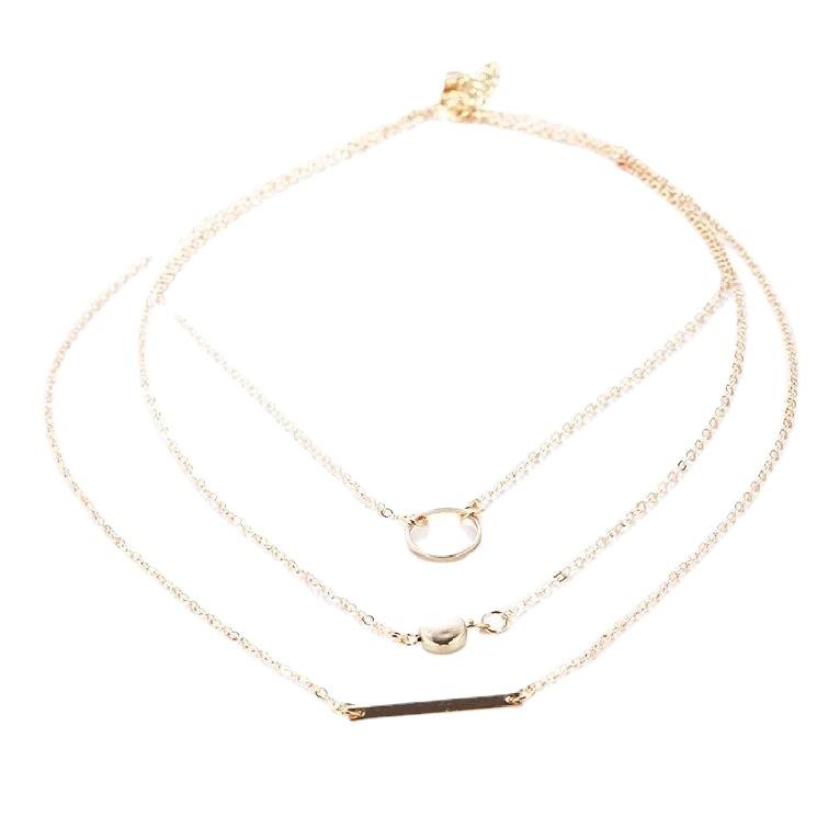 C170 New Jewelry Simple Multi-Element Combination Fashion Versatile Aperture Metal Rod Necklace