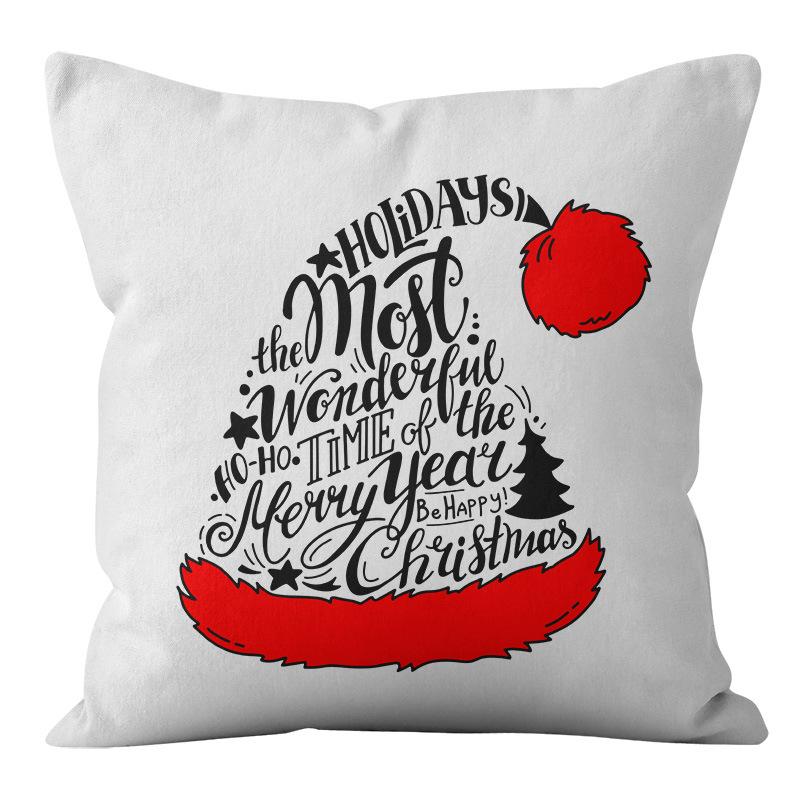 Christmas Pillow Cover Holiday New Year Decoration Sofa Pillow Simple Cartoon Letter Car Pillow Cover