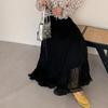 Spring 2026 Women's High-Waisted Ruffled Mesh A-Line Maxi Skirt - Gentle & Slimming