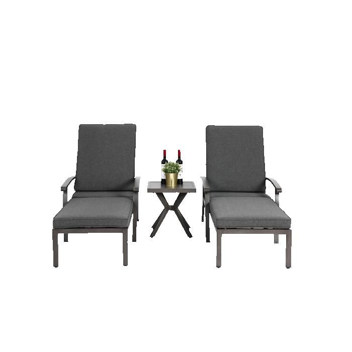 Chaise Longue De Jardin Avec Coussin En Coton, Chaise Longue De Piscine Réglable En Aluminium Antirouille, Grise (1 Pièce).