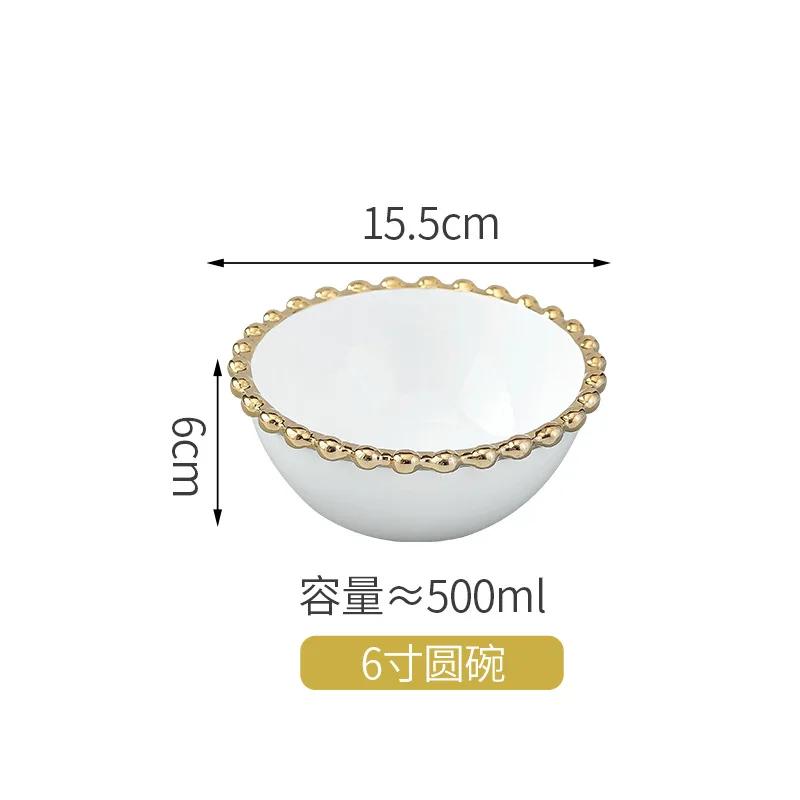 1pcs Ceramic Large Rice Bowl Heart-shaped Tableware Nordic Phnom Penh White Round Salad Plate Steak Dish Dinnerware Dinner Plate