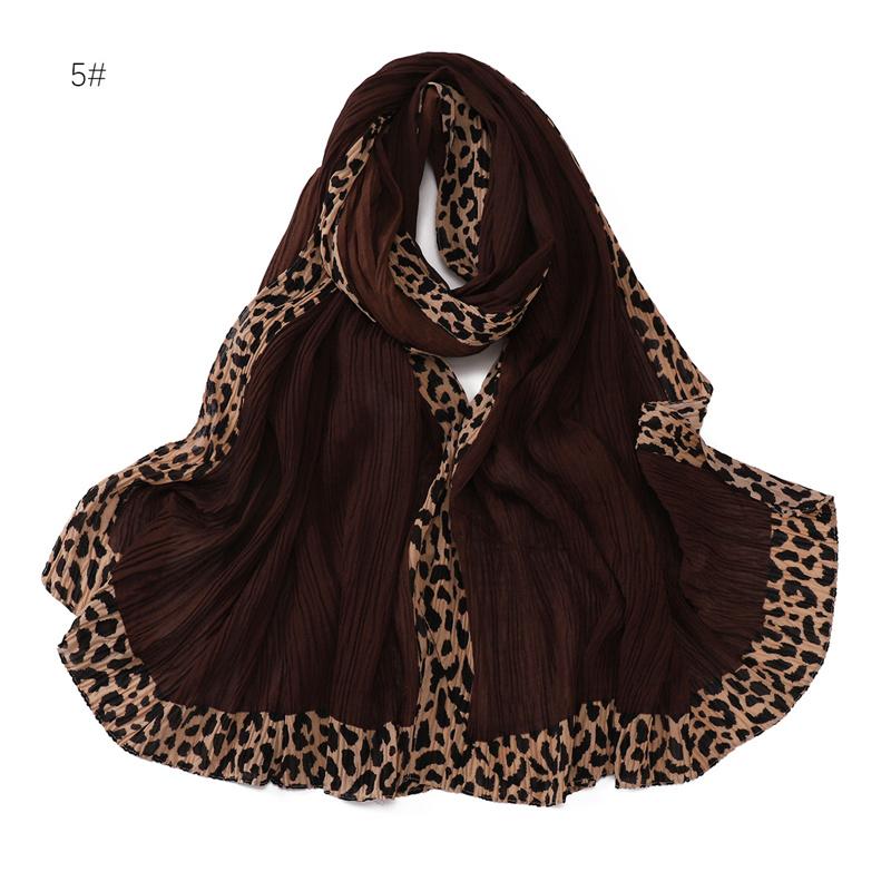 Winter Sexy Leopard Chain Viscose Scarf Wrinkle Pleated Shawls and Wraps Autumn Echarpe Pashmina Bufandas Muslim Sjaal 180*70Cm