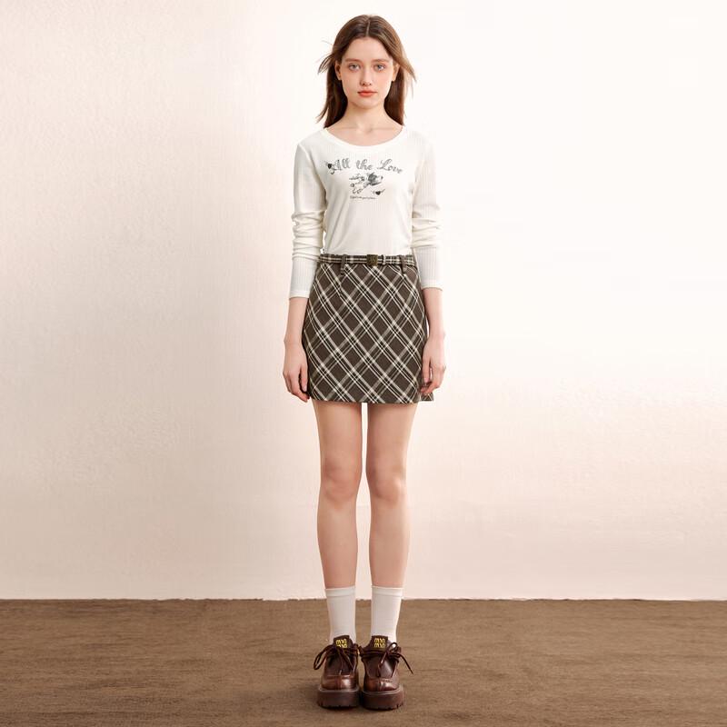 Ledian Vintage School Style Plaid A-Line Mini Skirt