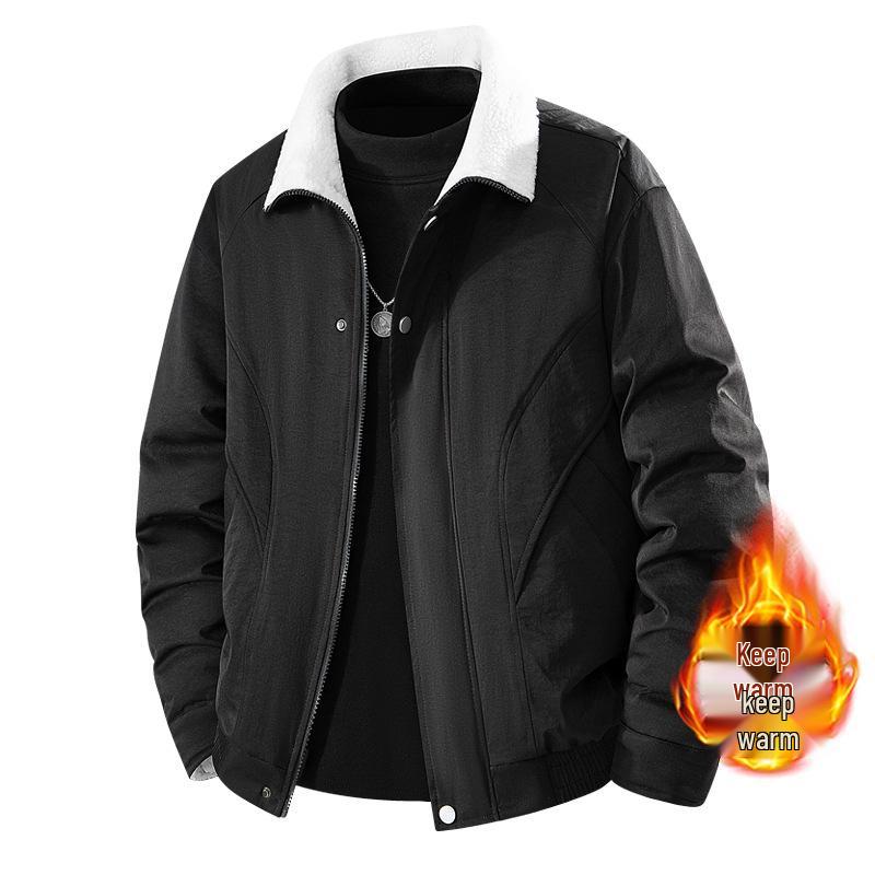 Мужская ретро-куртка из натуральной шерсти ягненка с лацканами - Осень/Зима, Свободный крой 2XL