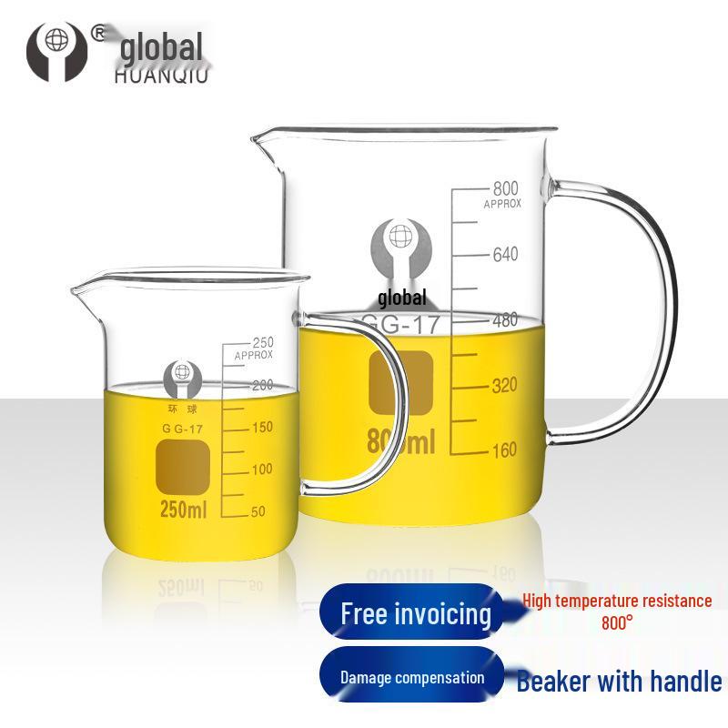 High-Temperature Resistant Glass Beaker with Handle - Borosilicate Labware with Measurement Scale Glass Beaker with Handle 50ml