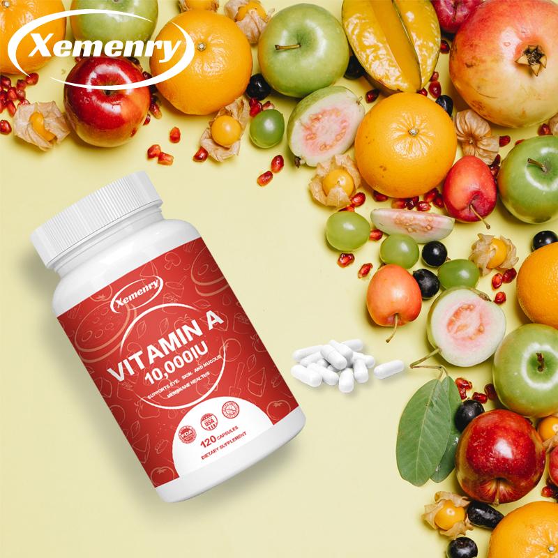 Xemenry Natural Vitamin A Capsules relieve eye fatigue, improve skin, support immunity, and are suitable for adults.
