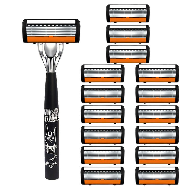 Men Shaver Razor Barber Tools Facial Hair Razor 7 Layers Blades High Quality Antique Shaving Knife Shaver With Replacement Head