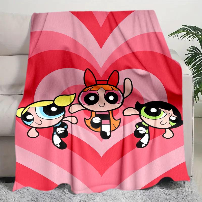 1PC The Powerpuff Girls printed blanket, all season lightweight home office outdoor nap multifunctional blanket A13