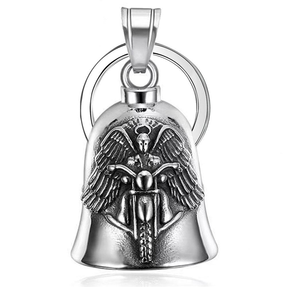 

1 шт. Мотоциклетный колокольчик с подвеской в виде ангельских крыльев на удачу, байкерские колокольчики, аксессуары для транспортных средств, наклейка на автомобиль серебряный