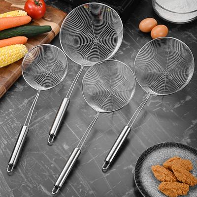 Écumoire profonde en acier inoxydable avec écumoire à fentes pour tamis métallique Robuste Friture Raviolis Nouilles Anti-rouille Lave-vaisselle