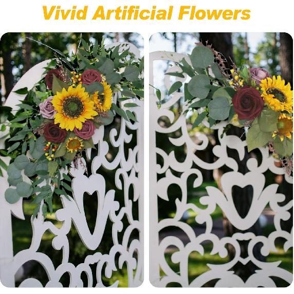 Artificial Wedding Arch Flowers Kit, Sunflowers Rustic 2pcs Flower Garland for Lintel, Wall, Door Party Reception Decoration