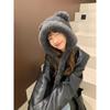 Cute Plush Bear Ears Hat Female Autumn and Winter Warm Ear Protection Big Head Circumference Shows a Small Tide