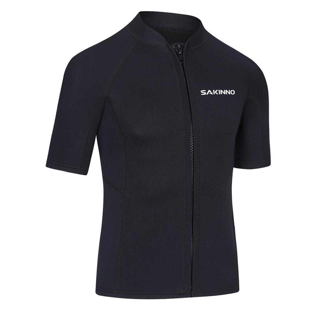 Mens Wetsuit Top Short Sleeve 2mm Neoprene Zip Up Jacket Swimming Snorkeling Diving Surfing Gear