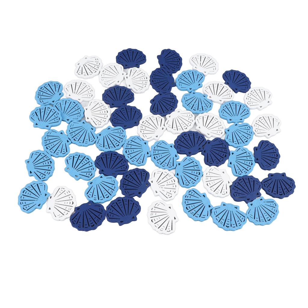 100pcs Seashell Starfish Home Decor Innovative DIY Hand Crafted Wooden Decor Patch for Party Holiday Celebration Photography