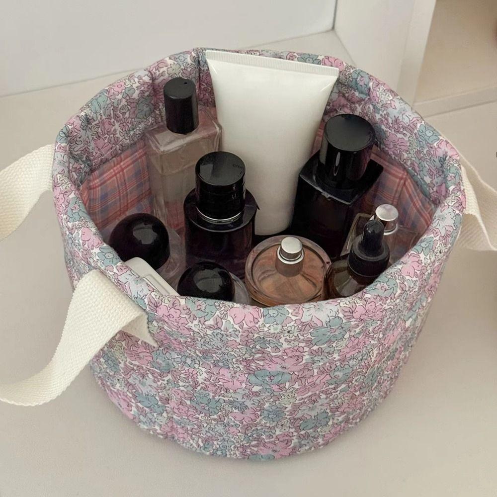 Large Capacity Quilted Storage Basket Cotton Flower Pattern Storage Basket Laundry Hampers  Bedroom