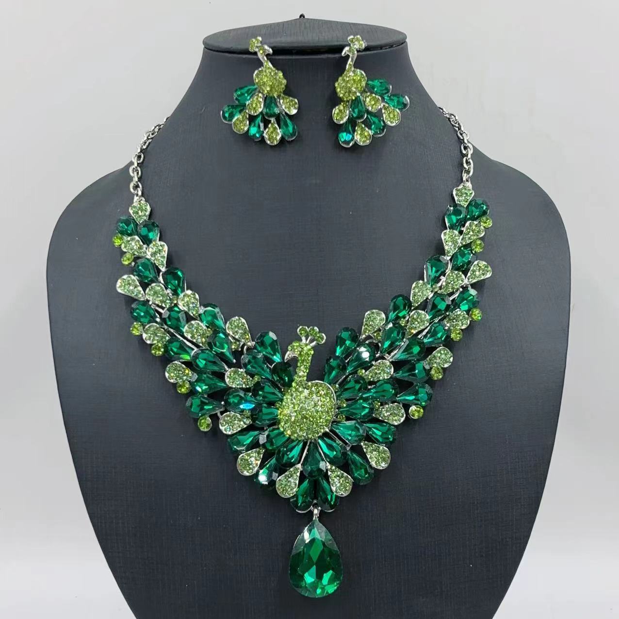 

Набор свадебных украшений из хрусталя «Павлин» для женщин: серьги и колье, свадебная бижутерия, аксессуары для вечеринки