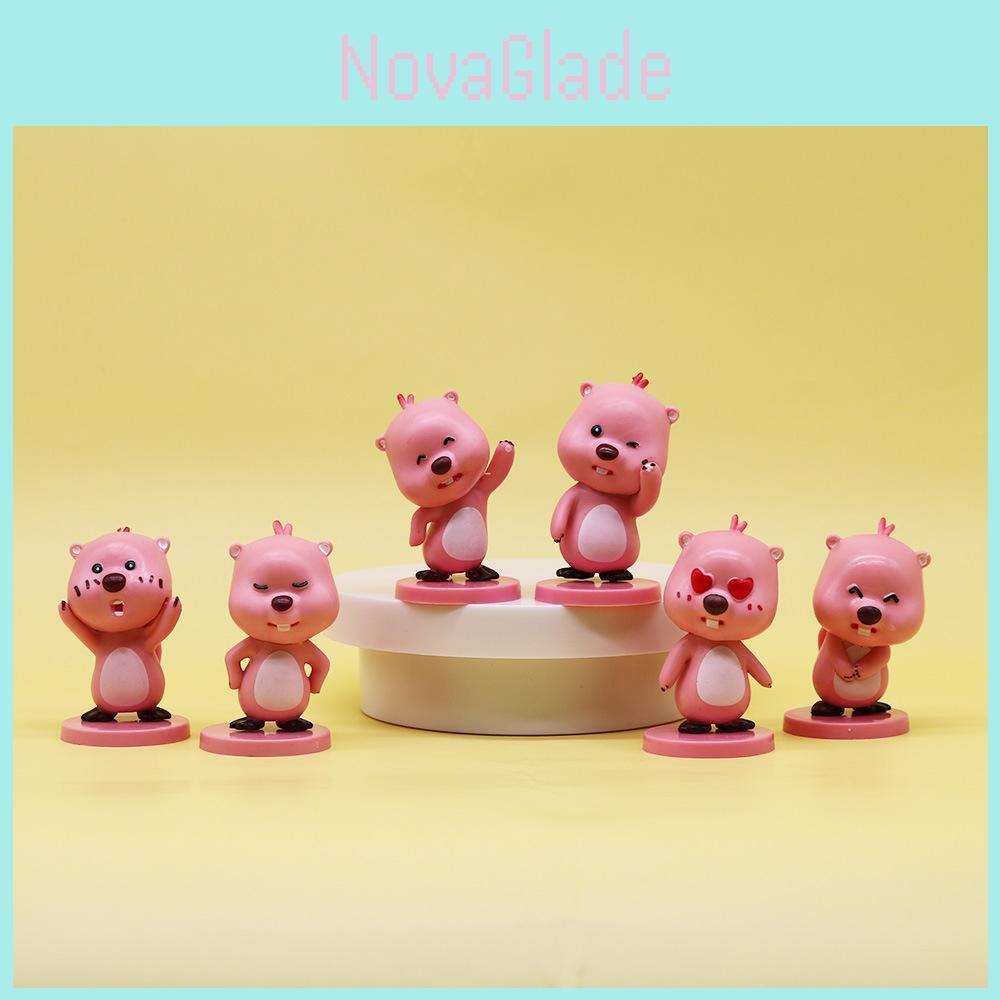 Cute Pink Beaver Figure 2nd Generation Blind Box Pvc Toy Car Desk Decor Gift For Girls