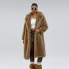 Womens Long Faux Fur Coat Blazer Collar Fall 2025 Plus Size S-XXL