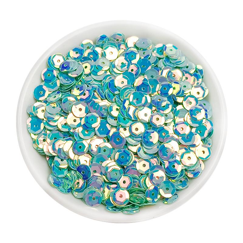 6MM Round Curved PVC Sequins with Middle Hole and Hexagonal Beads for Sewing