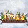 Wooden Christmas Houses Winter Scene LED Christmas Villages Christmas Houses Display Pre-Lit Christmas Supplies Desktop Display
