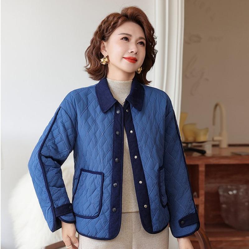 Color Matching Lapel Padded Coat Loose New Winter Warm Padded Jacket Padded Jacket Top Women
